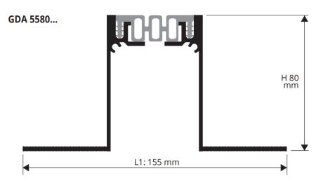 GDA 5580 G Структурный шов GDA 55, 55х80 мм, алюминий + вставка из серого неопрена, длина 3000 мм