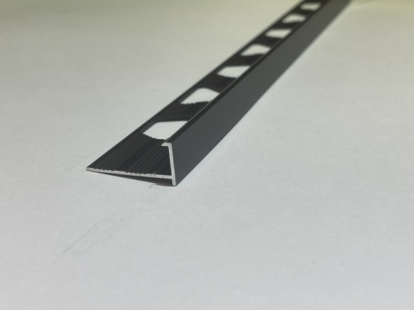 ПО-203 Г-профиль под плитку H= 12 мм, алюминий анодированный, цвет чёрный матовый, длина 2700 мм
