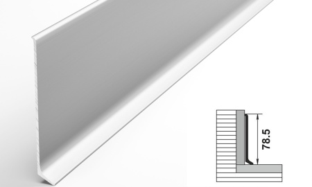 Пл 80.2500.01лк Плинтус с клеевым слоем, h=80 мм, алюминий анод, цвет серебро, длина 2500 мм