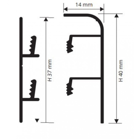 PKGS 55 - Перфорированная опора для плинтуса PROSKIRTING, алюминий натуральный