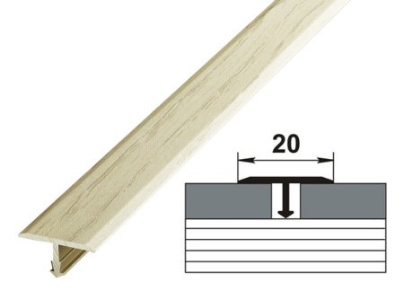 ЛС 10.2700.105 Т-образный профиль 20х8,5 мм, алюминий окрашенный, цвет дуб арктик, длина 2700 мм