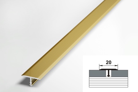 ЛС 10.2700.02л Т-образный профиль 20х8,5 мм, алюминий анодированный, цвет золото, длина 2700 мм