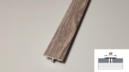ЛС 10.2700.24809 Т-образный профиль 20х8,5 мм, алюминий ламинирован, цвет дуб эллора, длина 2700 мм
