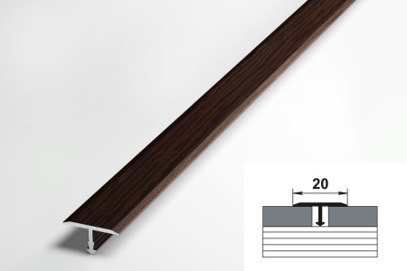 ЛС 10.2700.4095 Т-образный профиль 20х8,5 мм, алюминий ламинированный, цвет дуб венге, длина 2700 мм