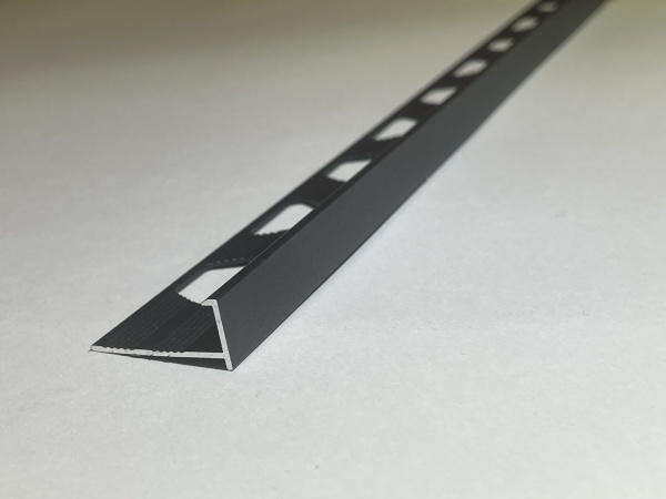 ПО-201 Г-профиль под плитку H= 10 мм, алюминий матовый, цвет чёрный муар, длина 2700 мм