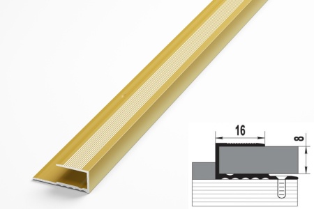 ПК 05.2700.02л Профиль для ламината до 8 мм, алюминий анодированный, цвет золото, длина 2700 мм