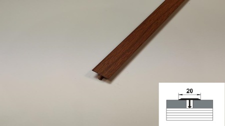 ЛС 10.2700.088 Т-образный профиль 20х8,5 мм, алюминий окрашенный, цвет орех, длина 2700 мм