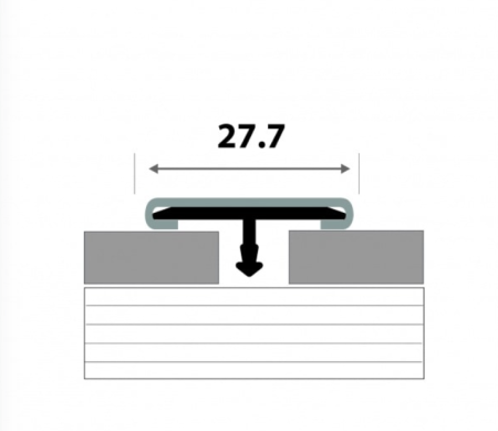 ПС 11НС(304).2700.001 Т-образный профиль 27,7 мм, шлифованная сталь марки AiSI 304, длина 2700 мм