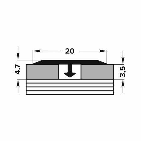 ЛС 10-1.2700.02л Т-образный профиль  20х3,5 мм, алюминий анодированный, цвет золото, длина 2700 мм