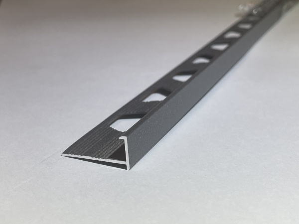 ПО-201 Г-профиль под плитку H= 10 мм, алюминий матовый, цвет серый муар, длина 2700 мм