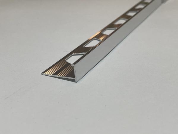 ПО-201 Г-профиль под плитку H= 10 мм, алюминий блестящий, цвет серебро глянец, длина 2700 мм