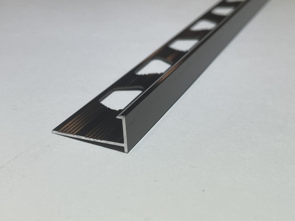 ПО-203 Г-профиль под плитку H= 12 мм, алюминий блестящий, цвет бронза глянец, длина 2700 мм